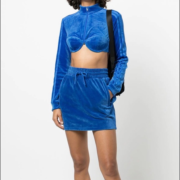 Jeremy Scott x Adidas Tops - 12) Adidas Jeremy scott blue velour mini skirt XS size
